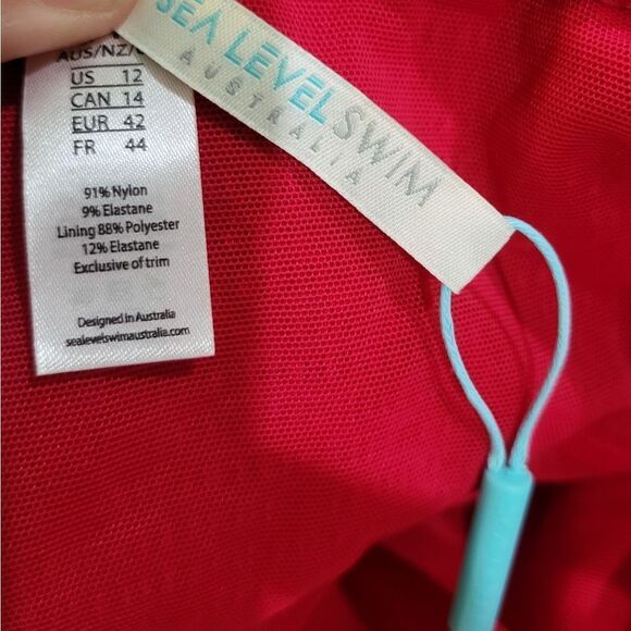 Sea Level Swim Messina One-Shoulder Tie Waist One-Piece Swimsuit NWOT sz 12 Red - Picture 5 of 5